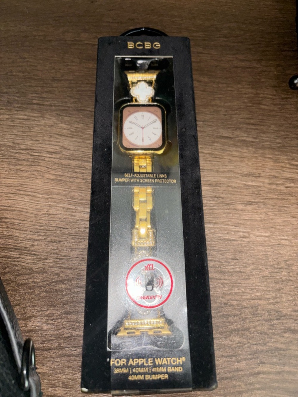 BCBG Black and Gold Apple Watch Band Packaging